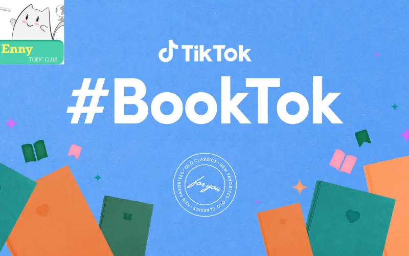 Giao diện ứng dụng TikTok hiển thị hashtag #BookTok với hàng ngàn video review sách tiếng Anh
