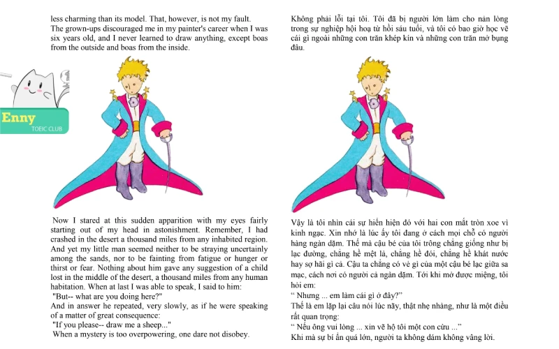 Sách hoàng tử bé little prince bản PDF song ngữ tiếng anh tiếng việt