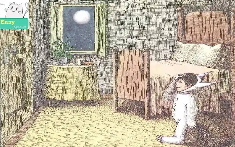 Hình minh họa bữa tối nóng hổi trong phòng của Max - Biểu tượng của tình yêu thương gia đình