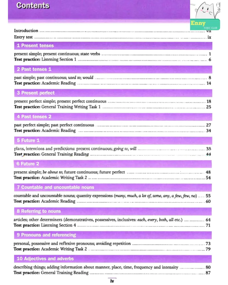 Content of book Cambridge Grammar For IELTS